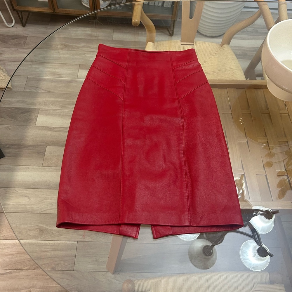 Danier Red Leather Skirt - Picture 1 of 13